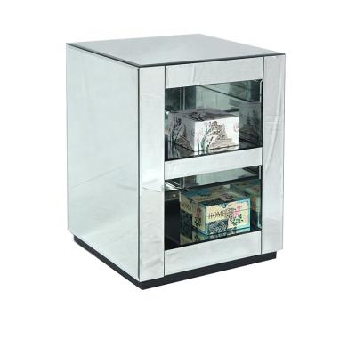 China Factory Hot Sale UK Wholesale Price UK Wholesale Price Chic Silver Mirror 2 Shelves Modern Nightstand F80 Side Table for sale