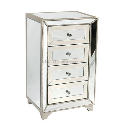 China Antique Mirrored Living Room Cabinet FYTCH Bed Nightstand With Four Drawers for sale