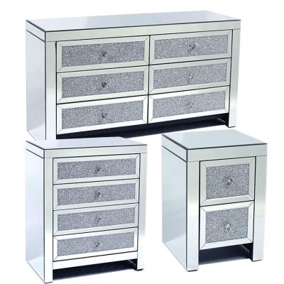 China Handmade Good Quality Diamonds Crystal Mirrored Side Table Fashion Home Set for Wholesale for sale