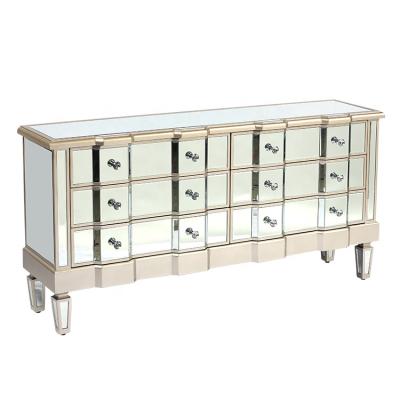 China Living Room Cabinet FYTCH Manufacture Large 6 Drawer Elegant Venetian Silver Mirrored Furniture Living Room for sale