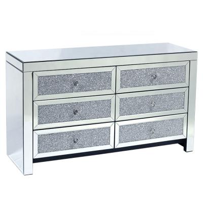 China Completely Assemble Best Quality Furniture Mirrored 6 Drawer Dresser with Crystal Accents for sale