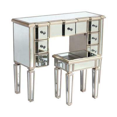 China Living Room Cabinet FYTCH Manufacture Modern Silver Edge Mirrored Furniture For Bedroom With 7 Drawers for sale