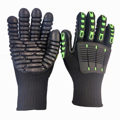 China Anti-impact shockproof TPR and foam rubber plam coated mechanic drilling gloves for sale