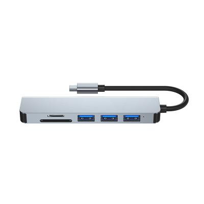 China COMPUTER New Arrival 6 in 1 Hub Aluminum Type-C with USB3.0 and TF/SD Card for sale