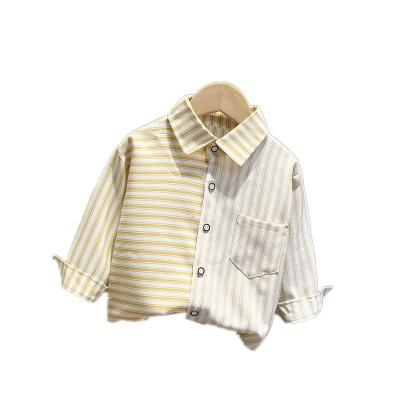 China 2022 New Fashion Long Sleeve Design Kids Stripes Handsome Boy Shirt QUICK DRY Irregular Shirt for sale