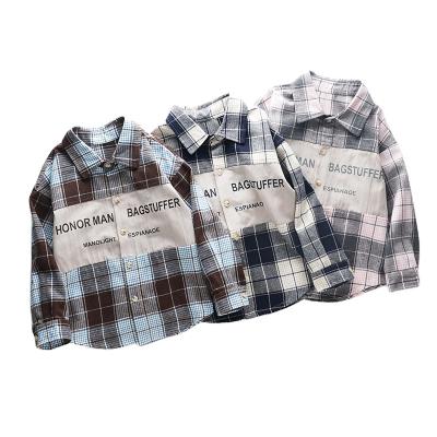 China Viable Custom Wholesale Kids Brand Long Sleeve Plaid Boy Shirt Kids Casual Cotton Check Shirt for sale