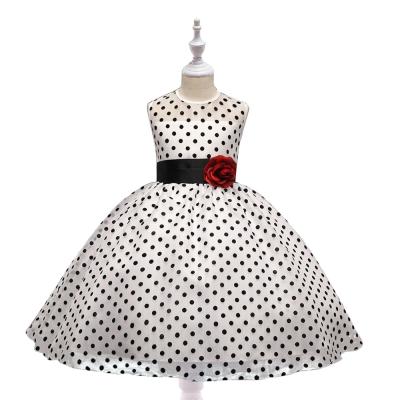 China 2-10 Years Summer Anti-wrinkle Dot Girl's Sleeveless Floral Princess Puffy Skirt Kids Dresses For Girls for sale