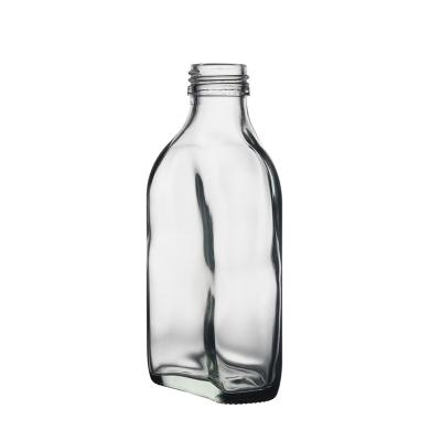 China Berlin Packaging Clear Glass Flask Beverage Bottles 200ml 100ml Frosted Clear Flat Cold To Brew Flask Glass Bottles for sale