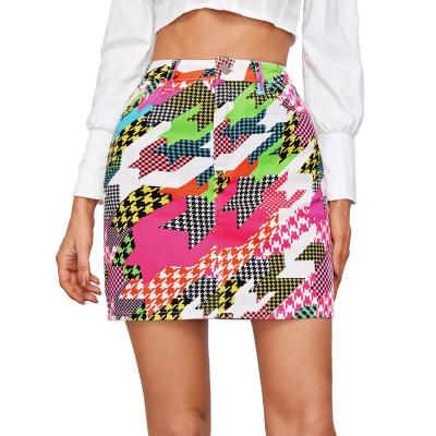 China 2021YZP Anti-Static Premium Women Flesh Pattern Printing Colorful Pockets Mini Skirt for sale