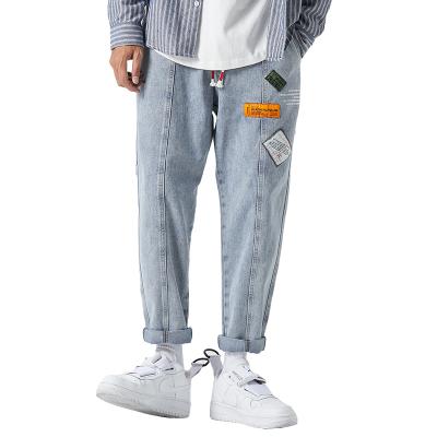 China 2021 New YZP hip-hop badge men's breathable fashionable elastic loose fit pants awesome jeans models for sale