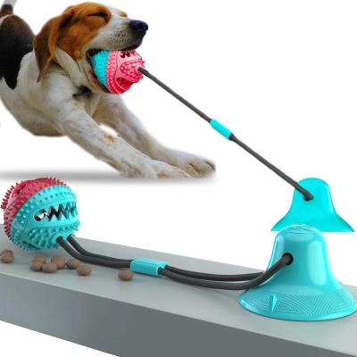 China Sustainable Interactive Dog Toys Pet Puppy Suction Cup Push TPR Ball Toys Molar Bite Toy Elastic Ropes Dog Tooth Cleaning Chewing Supplies for sale