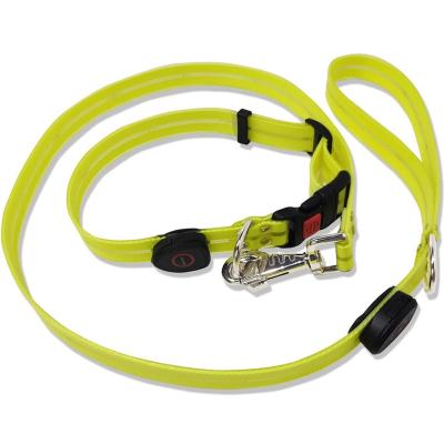 China Lights Led Light Up Dog Leash Walking Safety Glow in The Dark USB Rechargeable Adjustable for Large Medium Small Pet Lighted Dog Collar for sale