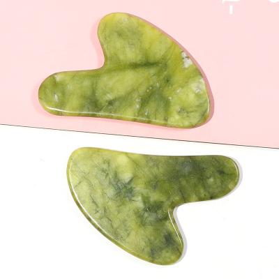 China New Natural Green Jade Gua Sha Guasha Stone Crystal Stone Body Massage Tool for sale