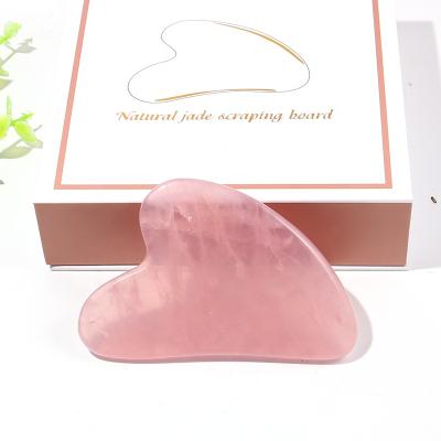 China Natural Scraping Facial Scraping Tool Gua Sha Rose Quartz Heart Gua Sha of Face and Body Massage GuaSha Tool for sale