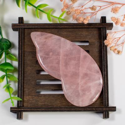 China Face and body massage jade roller gua sha board massage tool wing shape scratching natural crystal rose quartz gua sha for home for sale