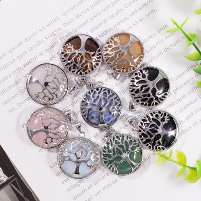 China Charms Natural Quartz Crystal Stone Chakra Tree Of Life Stone Pendant Charms For Jewelry Making for sale