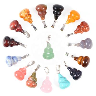 China Charms Hot Wholesale Charms Assorted Natural Stone Beads Crystal Pendant Shape Gourd Pendants For Jewelry Making for sale