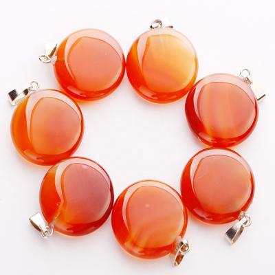 China Charms Charms Round Pendant Natural Crystal Red Onyx Agate Stone Pendant for Jewelry Making DIY Necklace Decoration for sale