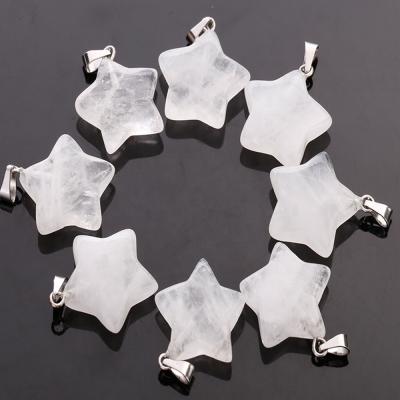 China Wholesale Charms Natural Crystal Gemstone Pentacle Star White Quartz Stone Pendants For Jewelry Making Necklace for sale