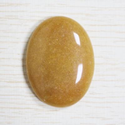 China DIY Jewelry Ring Massager Making Charms 30x40mm Natural Yellow Jade Stone Oval Beads No Drill CAB Cabochon Stone For Jewelry Making for sale