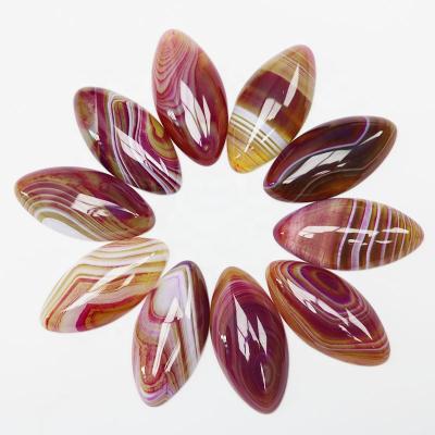 China Diy Ring Jewelry Accessories Natural Stone Red Stripe Agate Marquis CAB Cabochons Stone Beads For Jewelry Making 20*40mm for sale