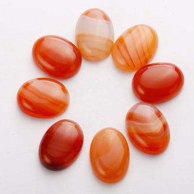 China Diy Ring Jewelry Accessories Wholesale 15x20mm Natural Red Onyx Agate Stone Beads Oval Flat Back Stone Cabochon For Ring Jewelry Making for sale