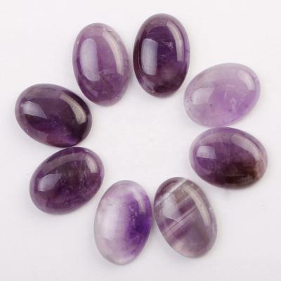 China Diy Ring Jewelry Accessories Wholesale 18x25mm Amethyst Flat Back Stone Cabochon Oval Natural Crystal Stone Beads For Jewelry Accessories for sale