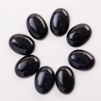 China Diy Ring Jewelry Accessories Wholesale 18x25mm Natural Blue Agate Stone Oval Flat Back Stone Cabochon For Jewelry Accessories for sale