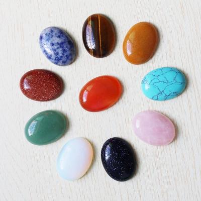 China Natural Gemstone Diy Ring Jewelry Accessories Charms 22x30mm No Hole CAB Cabochon Flat Oval Stone Beads For Jewelry Making for sale