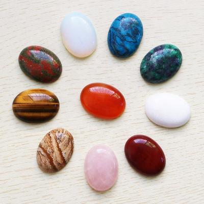 China Natural Gemstone Diy Ring Jewelry Accessories Charms 22x30mm No Hole Crystal Beads Flat Oval CAB Cabochon Stone Beads For Jewelry Making for sale