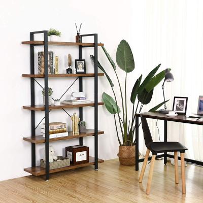 China (Size)WEFSUN Adjustable 5 Layers Antique Design Vintage Bookcase Mobile Folding Wooden Rack Bookcase Home For Bedroom for sale