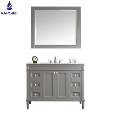 China Environmental Friendly American Style Dark Simple Vanity Bathroom With Solid Wood for sale