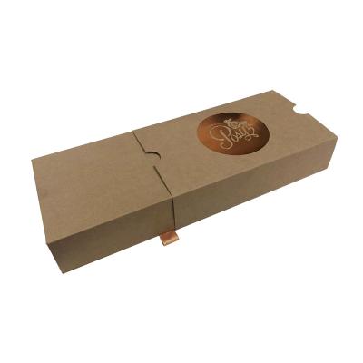 China Eco-Friendly Disposable Foldable Drawer Gift Box Custom Luxury Brown Socks Drawer Sliding Packaging Box With Plastic Sleeve for sale