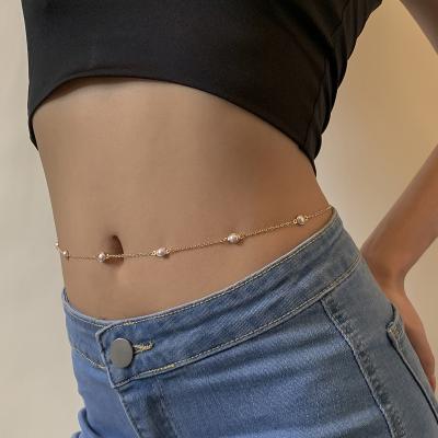 China European and American baroque imitation pearl cute retro waist single-layer thin chain personalized simple belt accessories for sale