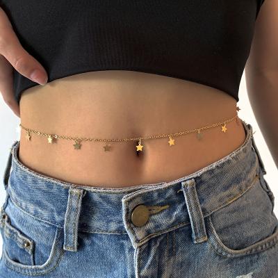 China Trend Cute Punk Single Layer Geometric Sexy Metal Body Chain Tassel Star Waist Chain Chain for sale