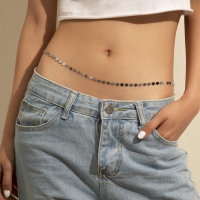 China Simple Sexy Cute Insert Heart Shaped Female Willow Heart Shaped Waist Chain Sequin Metal Body Geometric Copper Chain Chain for sale