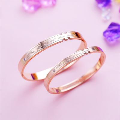 China Korean Punk Titanium Steel Gold Plated Bracelet Fashion Couples Diamond Simple Soft Jewelry for sale