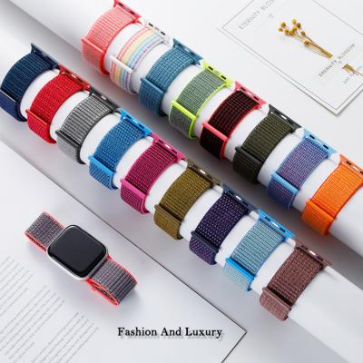 China Fabric Watch Strap For Iwatch Serie Se 6 5 4 3 2 1 , Elastic Band Vintage Smart NATO Nylon Watchband For Apple for sale