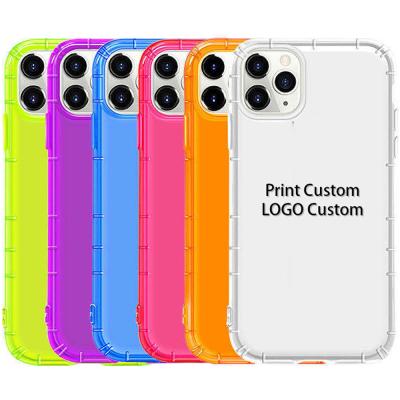 China Custom Fluorescent Neon Logo Shock Proof Durable Anti-scratch TPU Mobile Phone Case For iPhone 11 12 pro Max XR XS for sale