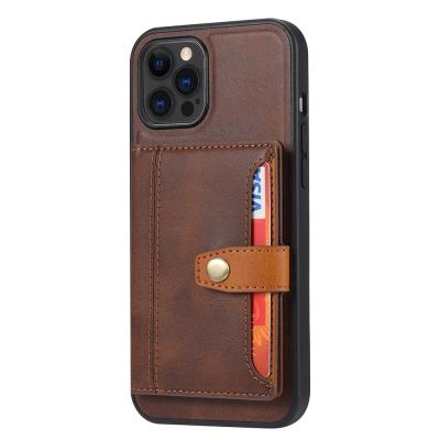 China Shockproof Soft Skin Calf Pattern Leather Case With Back Card Protective Phone Case For iPhone 12 Pro Max for sale