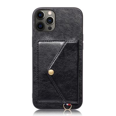 China Luxury Soft Shockproof PU Leather Case With Back Card Protective Phone Cover For iPhone 12 Pro Max for sale