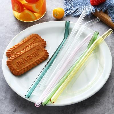 China Food Grade Eco - Friendly Clear Reusable Bubble Boba Drinking Colored Glass Straw With Packing for sale