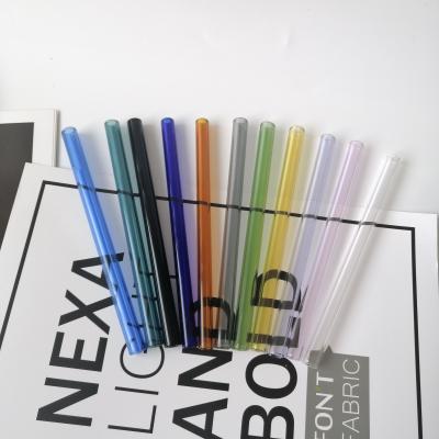 China 2021 Viable Straw Cleaning Brushes Solid Color Reusable 10mm Straight and Bent Glass Drinking Straws Set for sale