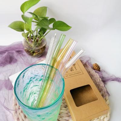 China 2021 Viable Wholesale Eco Friendly Straw Bent Glass Smoothie With Box Custom Drinking Glass Straw for sale