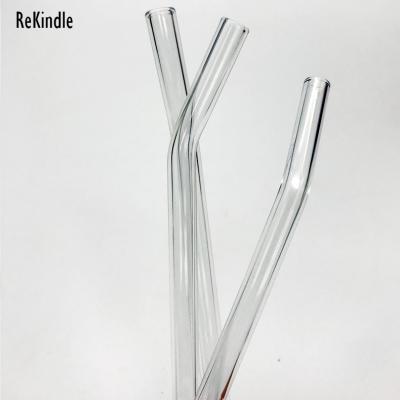 China Viable Reusable Borosilicate Straight And Bent Color Glass Straws With Cleaning Brush for sale