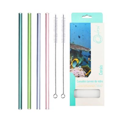 China Viable Reusable Eco Friendly Healthy Drinking Straws For Colored Glass Straw Set for sale