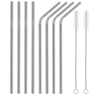 China Reusable Bent Drinking Straw Party Bar Straight Accessory of 304 Amazon Viable Metal Food Stainless Steel Straws for sale