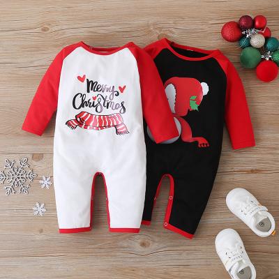 China New Christmas Romper Christmas Letter Rabbit Animal Cartoon Print Black White Casual Knitted Romper Baby Clothes Christmas Baby Overalls for sale