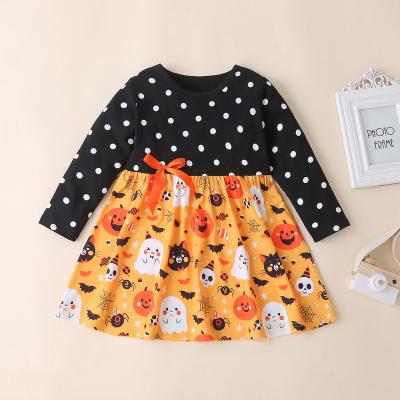 China Breathable Toddler Girls Wedding Princess Dresses Party Festival Dot Christmas Print Long Sleeve Bow Baby Halloween Dress Clothes 2-6Y for sale