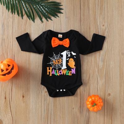 China Polyester/Cotton Newborn Baby Clothes Baby Halloween Clothes Bow Long Sleeve Baby Bodysuits Cotton Baby Rompers Festival Toddler Clothes 0-3Y for sale